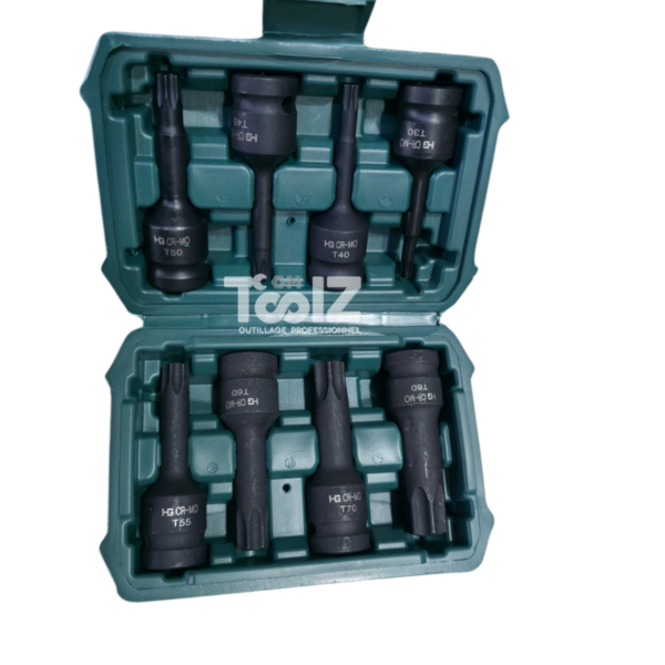 Coffret Douilles TORX  8pcs (T30-T80)